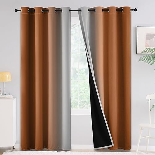 Miniatura 11 de Yakamok - Cortinas opacas 100% de 84 pulgadas de largo, cortinas azules para oscurecer la habitación, cortinas ombré para dormitorio, con ojales,