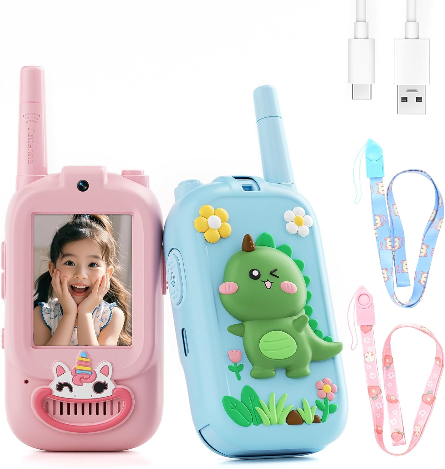 Video Walkie Talkies for Kids – Kids Walkie Talkies 2 Pack with Cute Silicone Cover, Voice Changer, 1000FT Range, Fun Indoor Outdoor Toys – Birthday for Boys and Girls Ages 3-10