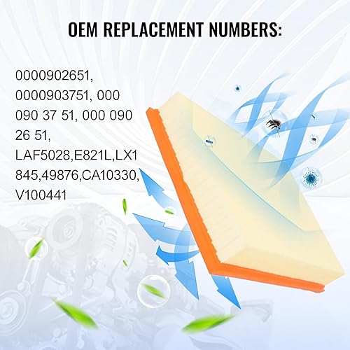 Miniatura 3 de TOPAZ 0000903751 Filtro de aire de motor compatible con Mercedes-Benz Dodge Freightliner Sprinter 1500 2500 3500 C43121 68013676AA