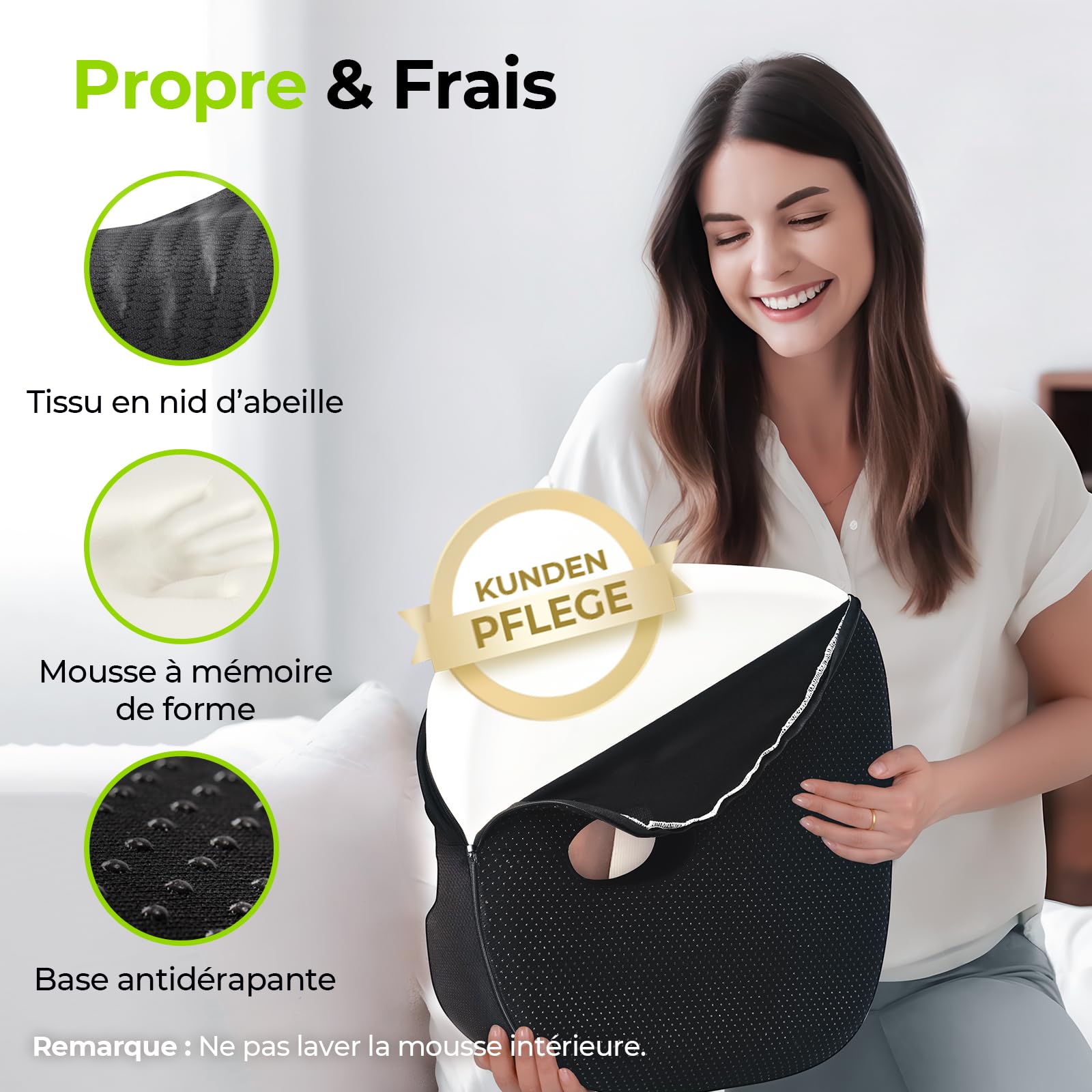 AUVON Coussin Chaise, Coccyx orthopédique, Chaise Bureau Ergonomique mémoire de Forme en U pour soulager Les hémorroïdes et la sciatique, Voiture, Fauteuil Roulant et Grossesse