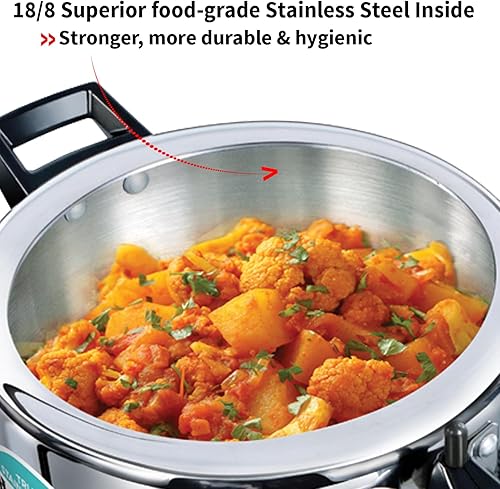 Miniatura 5 de Hawkins Olla a presión de acero inoxidable triple de 3,5 litros, cocina de tapa interior, plata (HSST35)