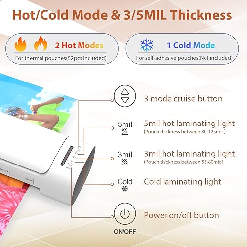 Miniatura 4 de Laminadora A3, máquina laminadora de calentamiento rápido de los años 60 con 52 hojas de laminación de 13 pulgadas, laminadora 9 en 1 con