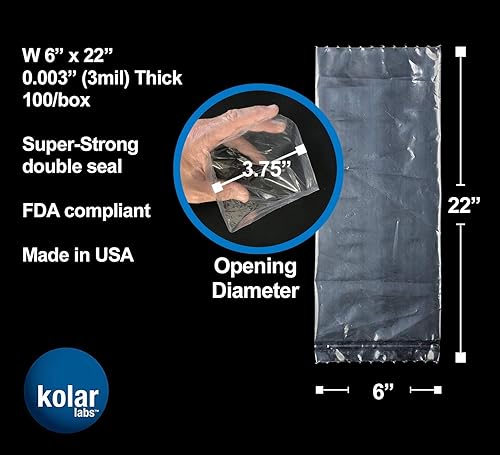 Miniatura 3 de Resilia Bolsas de envío de plástico a prueba de fugas para peces vivos - 6 "x 22" 003 mil, sello inferior doble, para peces de agua dulce y salada,
