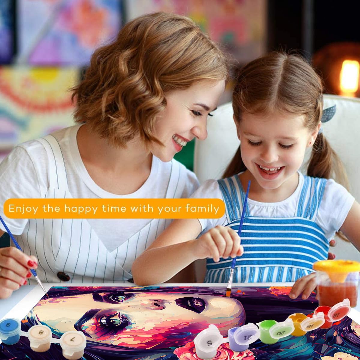 GWYDYB Paura astratta - Kit di pittura a olio fai-da-te Dipingi con i numeri per adulti Bambini Tela Nuovo alloggio Decorazione regalo