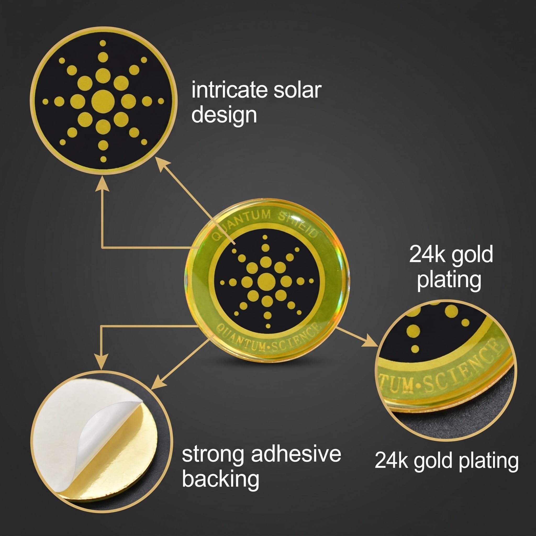 GXGM 6 Pezzi Protezione Cadiazioni Cellulare Adesivi Anti Radiazioni Protezione Anti Onde Elettromagnetiche per Telefoni Cellulari Computer Laptop Microonde Dispositivi, Oro