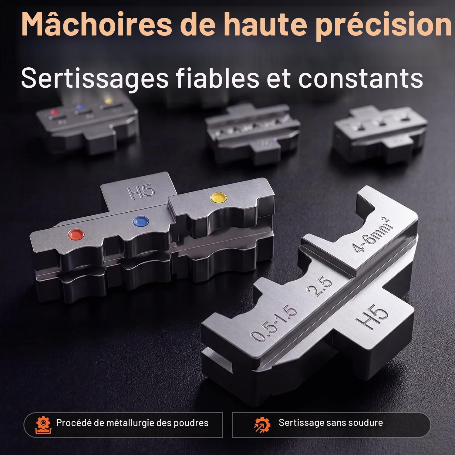 Preciva Kit de Pince à Sertir en Coffret avec 395 Cosses, Pince à Sertir à Cliquet 6 Mâchoires Interchangeables, Jeu d'Outils de Sertissage pour Travaux Électriques Domestiques, Automobiles