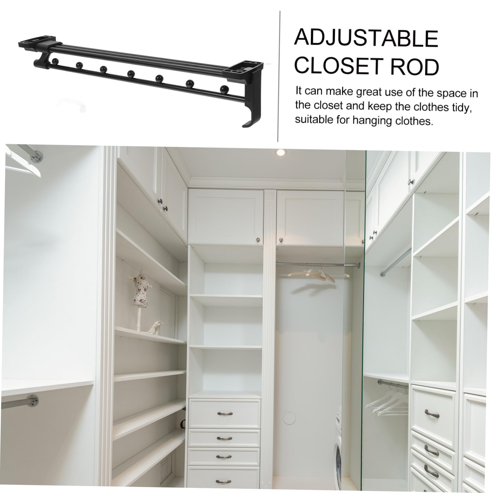 ABOOFAN Tringle à Vêtements Rallonge de Penderie Porte-pantalons Barre Coulissante Accessoires pour Suspension de Vêtements