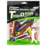 THIODOON Golf tees 3 1/4 inch Less Friction Wood Tees Training for Golfer Professional Natural Wood Golf tees Bulk 100 Count Golfing Tees