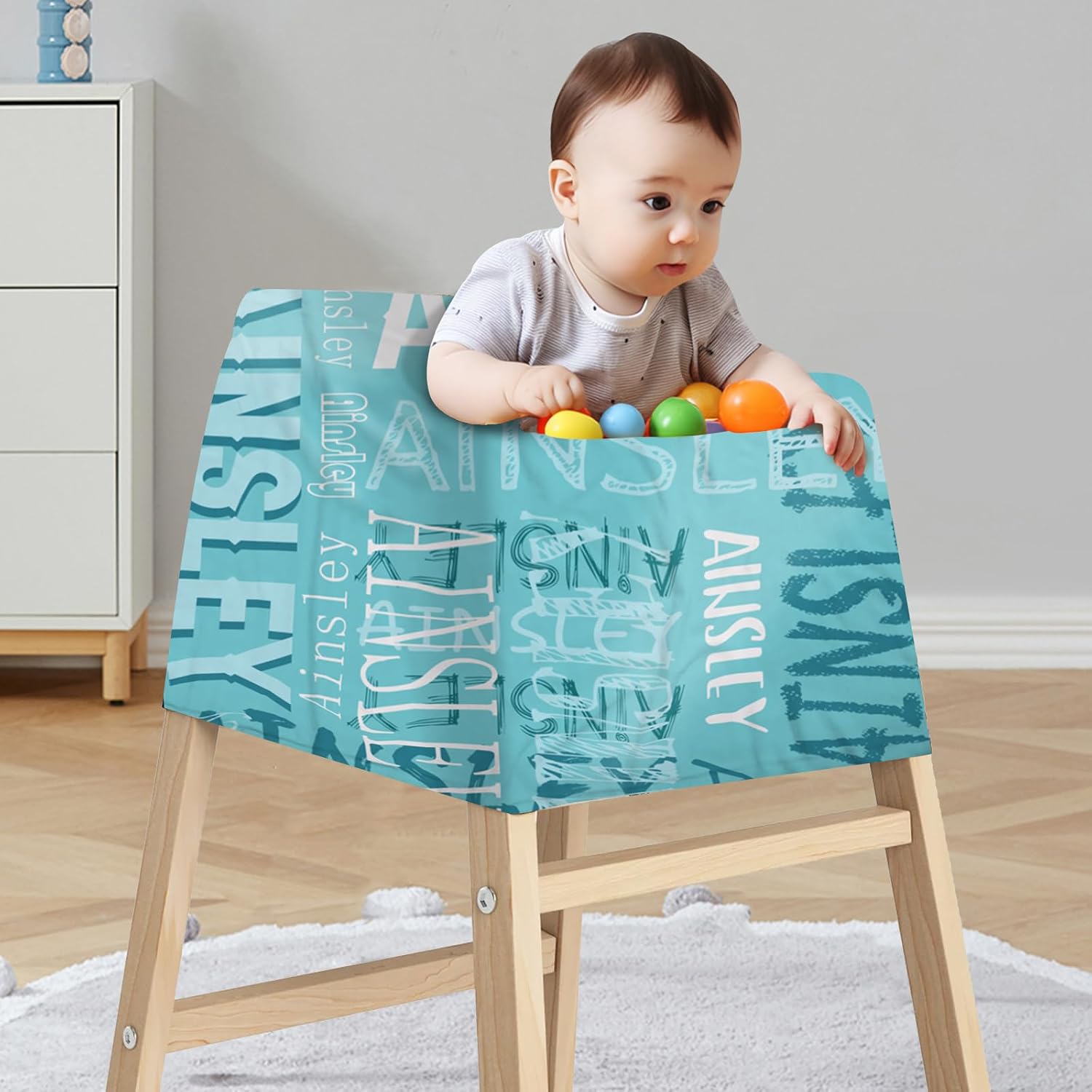 Personalized Baby Car Seat Cover Stroller Canopy: Custom Name Newborn Baby Girl Elastic Hand-Painted Names Nursing Cover for Moms First Birthday Gift Blue(one Size)