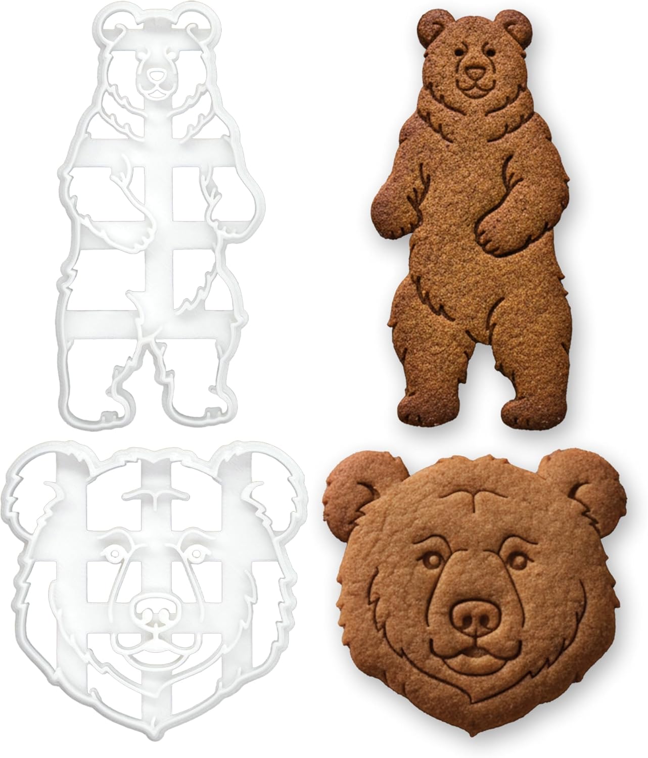 BAKERLOGY Set of 2 Bear Cookie Cutters – Woodland Wildlife Baking Tool for Camping, Zoo Trips & Nature Lovers