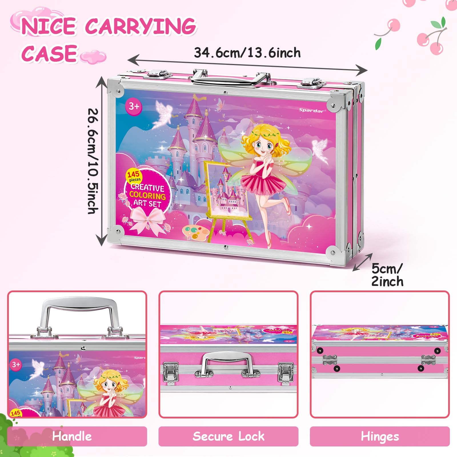 Spardar Art Set for Kids, 145 Premium Aluminium Art Case Z Ołówkami Do Szkicowania Kredki Do Kolorowania Zestaw Farb Akwarelowych, MateriałY Artystyczne Zestawy Malarskie Dla Dzieci Nastolatki