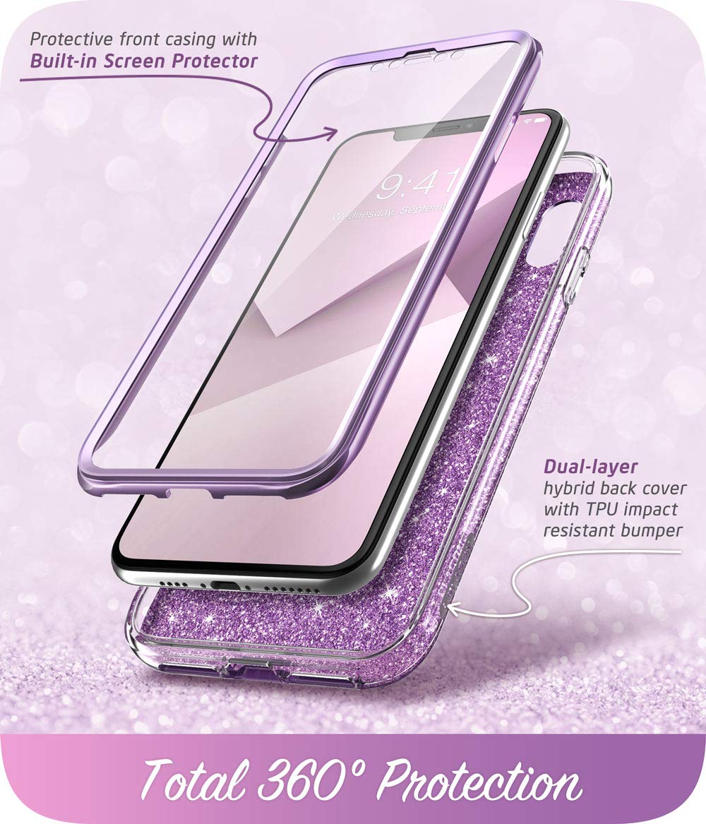I-Blason Cosmo Series Case For IPhone Xs/X - Full-Body Bling Glitter Sparkle Clear Bumper Case With Built-in Screen Protector (Marble