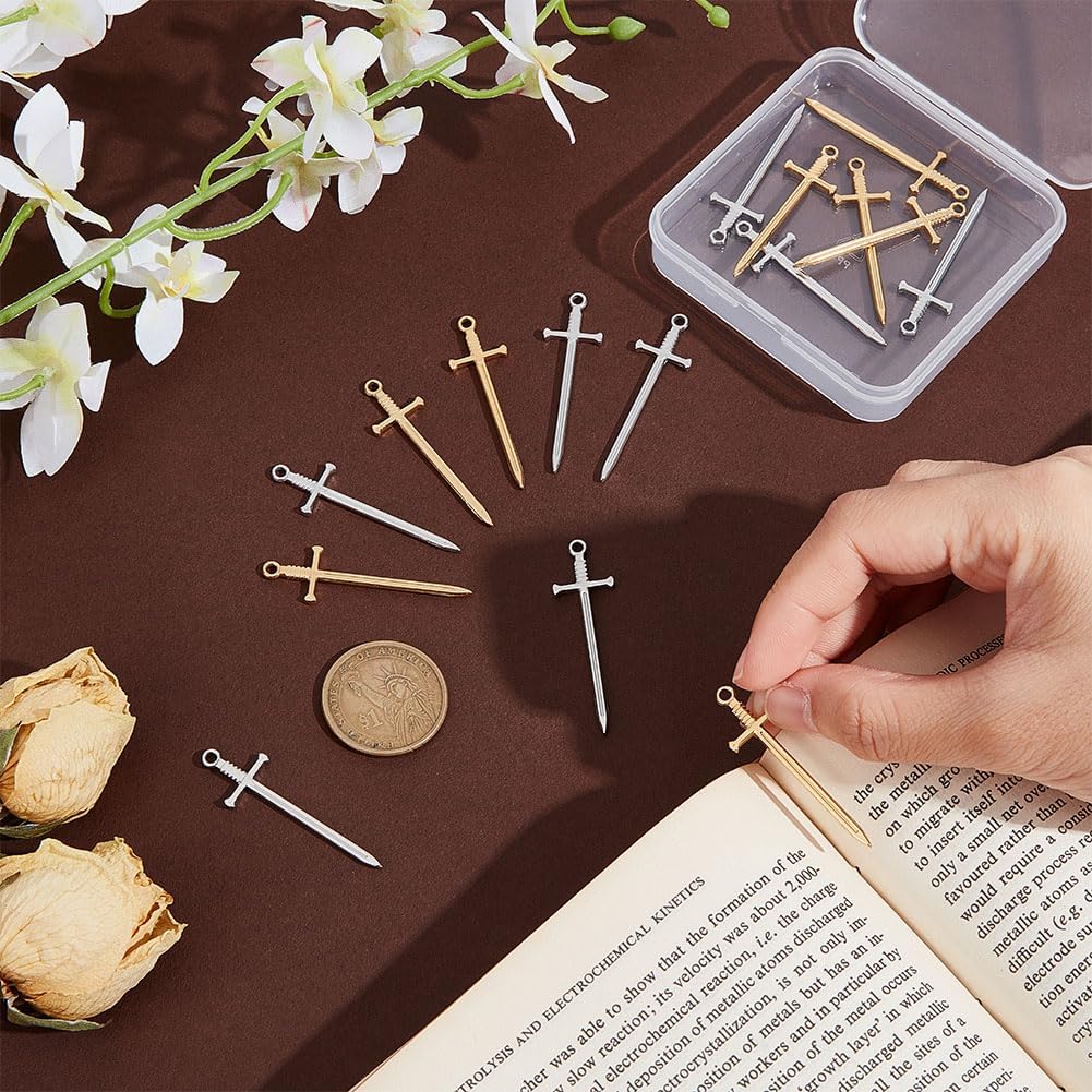 UNICRAFTALE 16Pcs 2 Colors Sword Bookmark Sword Charms for Book Lovers image 2