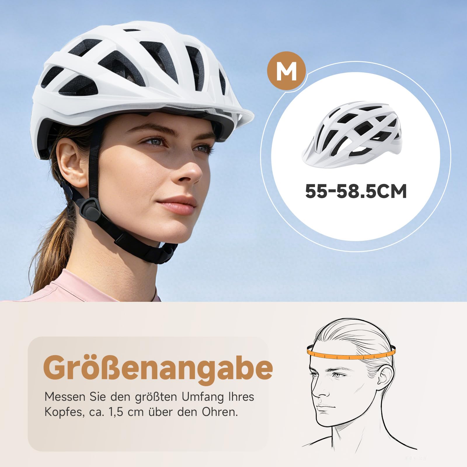 Findway Fahrradhelm Damen Herren, Verstellbarer Helm mit Drehknopf und Abnehmbarem Visier,Fahrradhelm Erwachsene mit 24 Luftungsschlitzea, Innenpolsterung,Reithelm Verstellbare GroBe