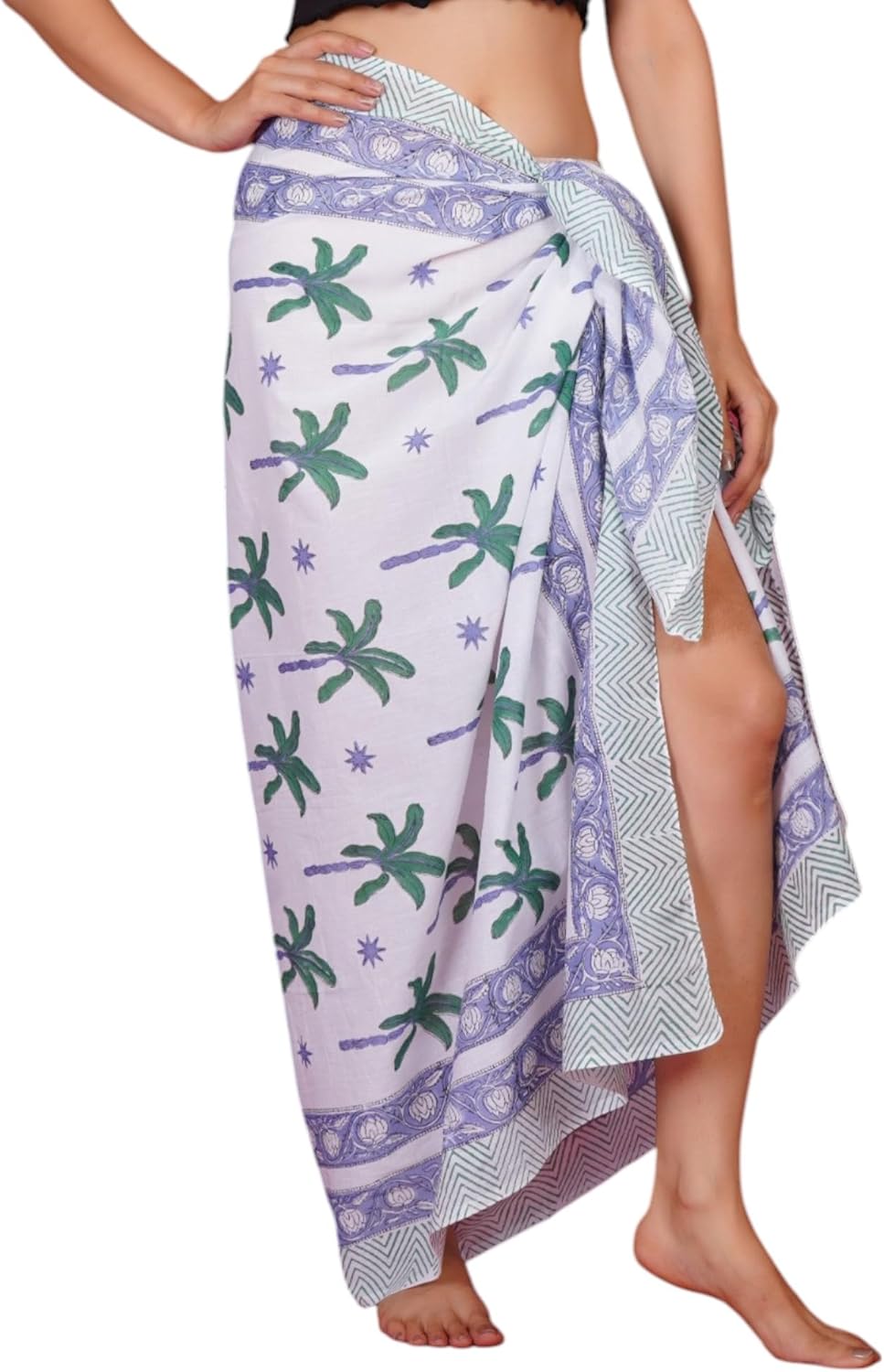 100% Cotton Hand Block Sarong Beach Pareo -Your Perfect Summer Cover up Swimwear Companion Wrap Skirt in Summer