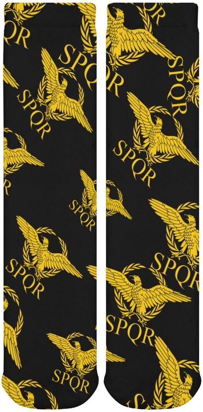 Roman Empire Senate SPQR Flag Knee High Socks Casual Long Stockings Over Calf Sock Tube for Women Men