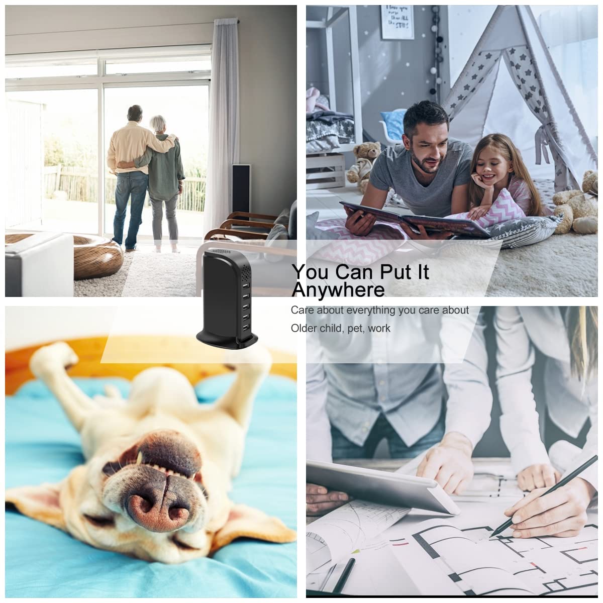 Hidden Camera USB Charger Camera WiFi USB Hub Camera Nanny Cam HD Wireless Security Cameras Indoor USB Tower Covert Cam with Motion Detection for Home Office Surveillance No Audio