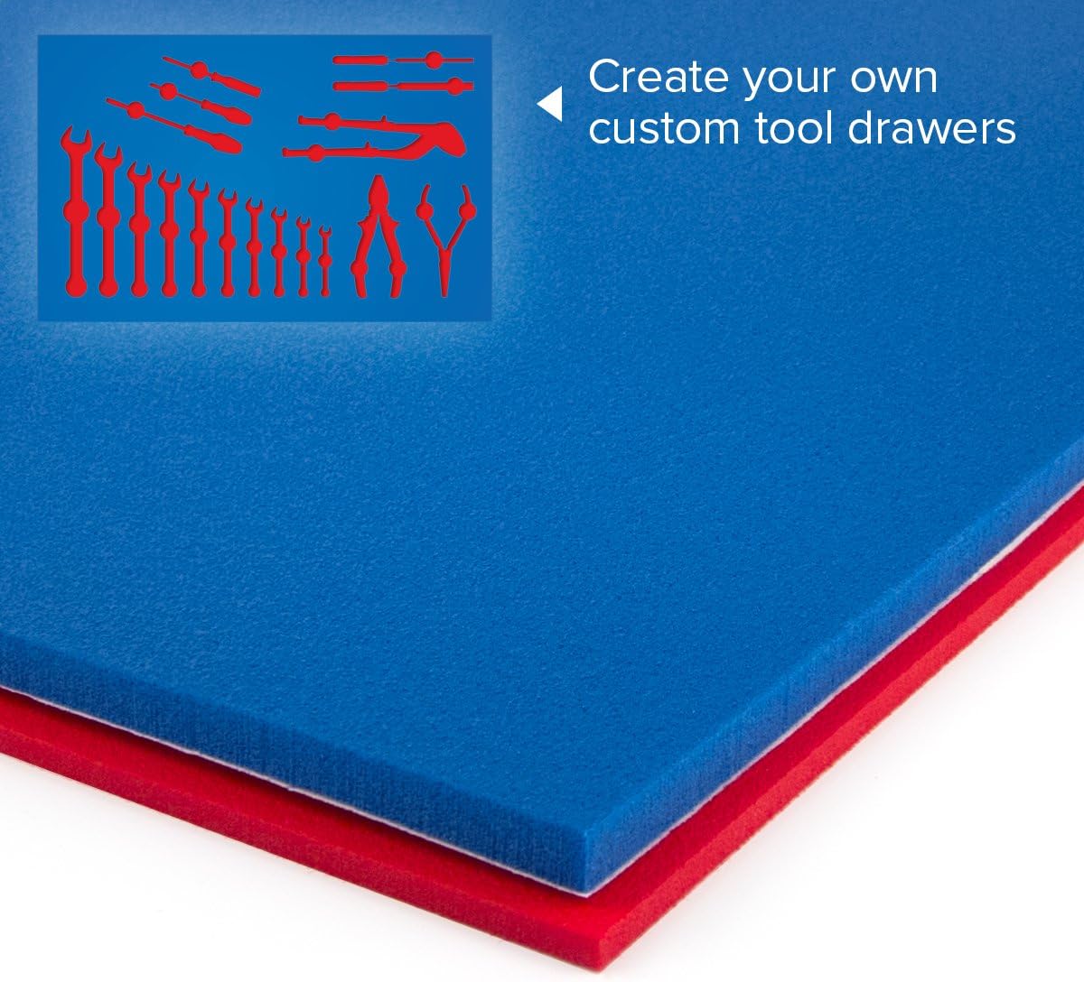 U-cut Custom Foam Organizers for Toolbox Drawers (16"x22") : Blue / Red