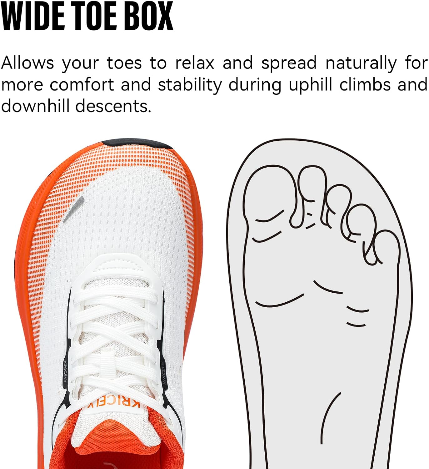 Kricely Men's Trail Running Shoes Non Slip Hiking Shoes Tennis Shoes Fashion Sneakers Workout Footwear