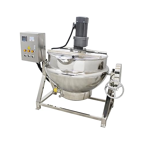 52Gal Commercial Jacketed Kettle with Stirrer Stainless Steel Tilting Stirring
