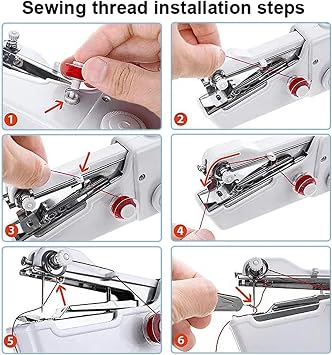 Portable Manual Sewing Machine Handheld Rope-free Electric Quick Build DIY Apparel Supplies Arts Crafts Home Garden Embroidery for Beginners and DIY(Bianco)