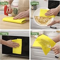 Vista 47 de Homaxy Paños de cocina suecos para cocina, paquete de 10 paños de esponja de celulosa reutilizables y lavables, toallas de papel absorbentes y sin