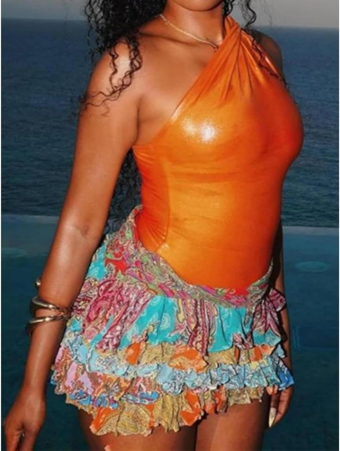 Colorful Ruffle Skirts Floral Print Layered Boho Low Rise Summer Beachwear Mini Sexy Streetwear Skirt - Image 3