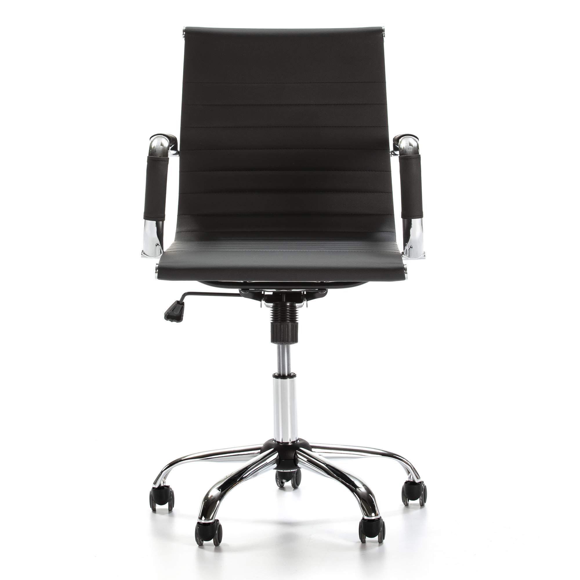 VS Venta-stock Sillón de Oficina Croma reclinable Negro, Piel sintética, Silla ejecutiva con reposabrazos y conjín engrosados, Altura Ajustable, Diseño ergonómico