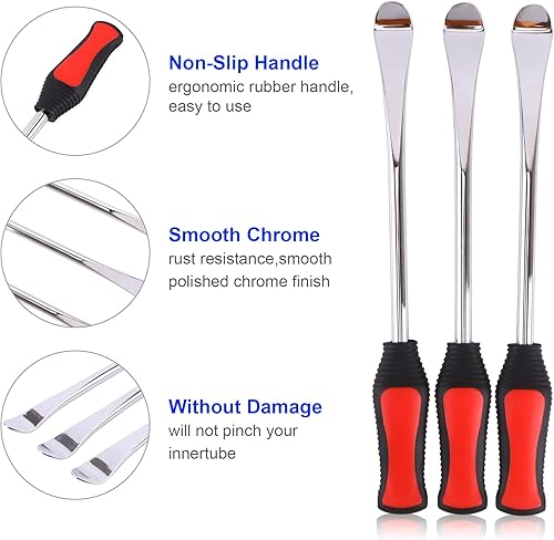 Miniatura 8 de Asooll Cuchara de neumáticos de 11.5 pulgadas, cucharas cambiadoras de neumáticos para motocicleta, ATV, cortacésped I con 1 bolsa portátil+3