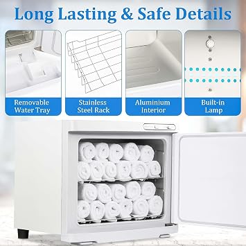 Professional 2-in-1 Hot Towel Warmer & Storage Cabinet with UV Light - 23L Fast Heating Stainless Steel for Spa, Salon, Barber, Manicure & Home Use white
