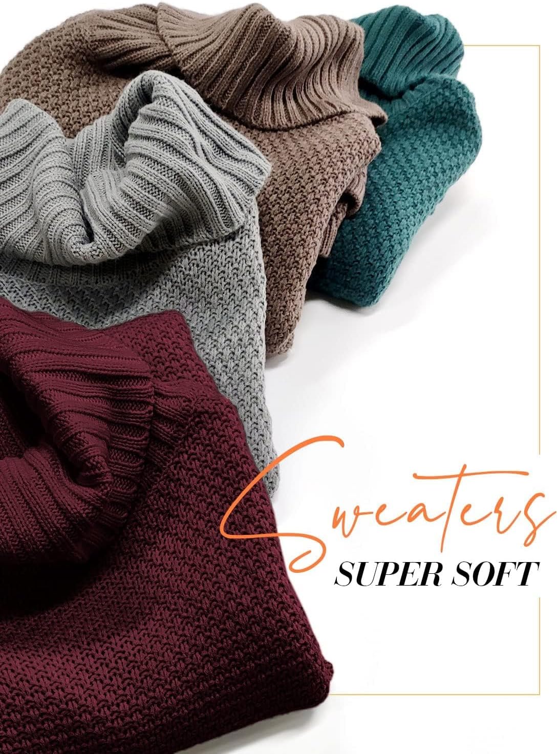 DOROSE Women's Oversized Turtleneck Long Sleeve Casual Pullover Knit Tunic Sweater - Image 5