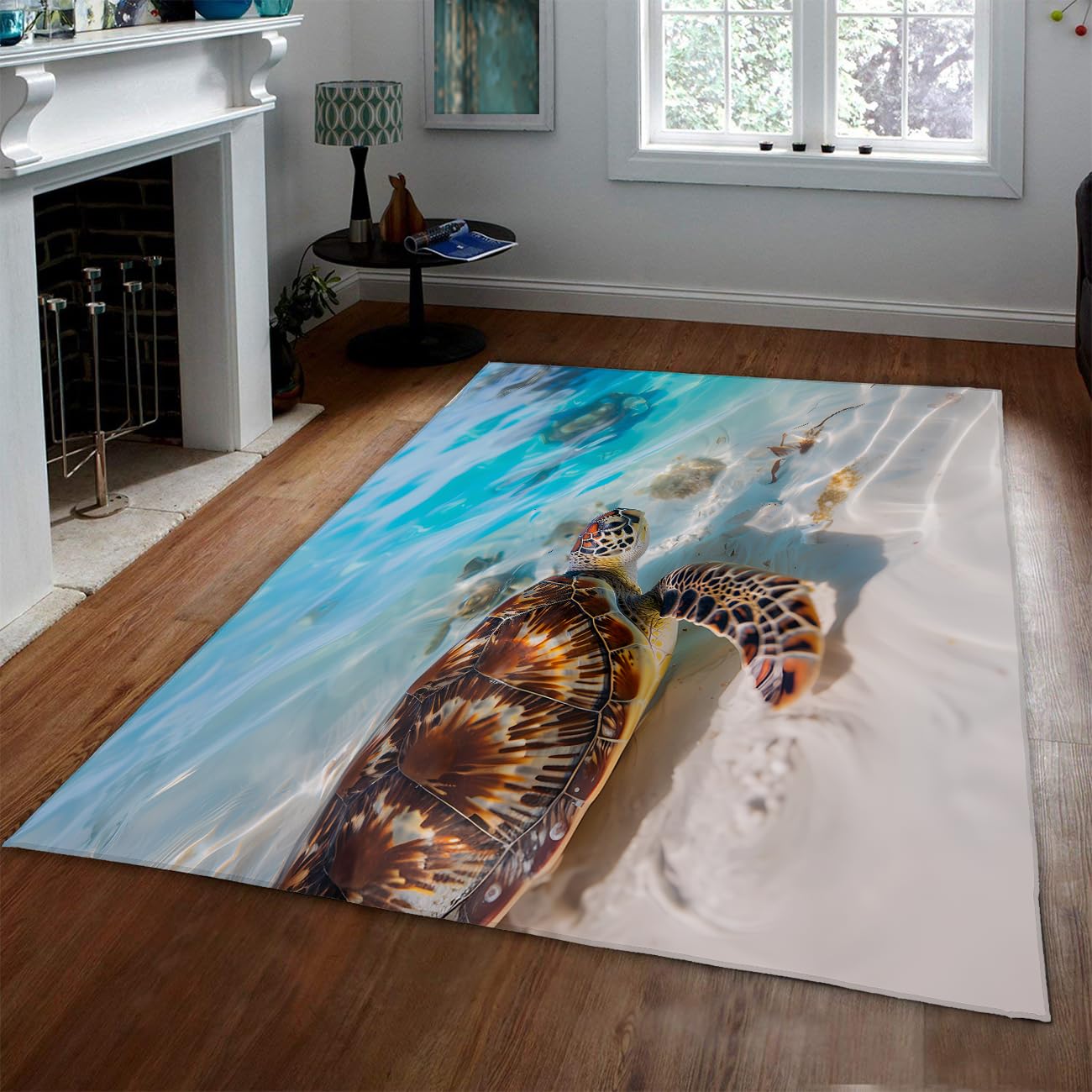 Tapis de vagues de sable lavable en machine grand tapis à poil bas pour salon et cuisine