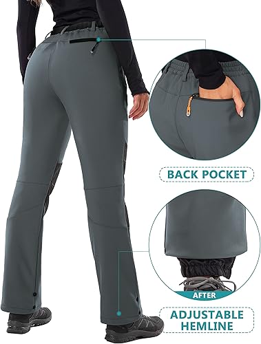 Miniatura 4 de IUGA - Pantalones de nieve para mujer, pantalones de esquí y senderismo, impermeables, exterior aislante, softshell, forro polar para invierno,