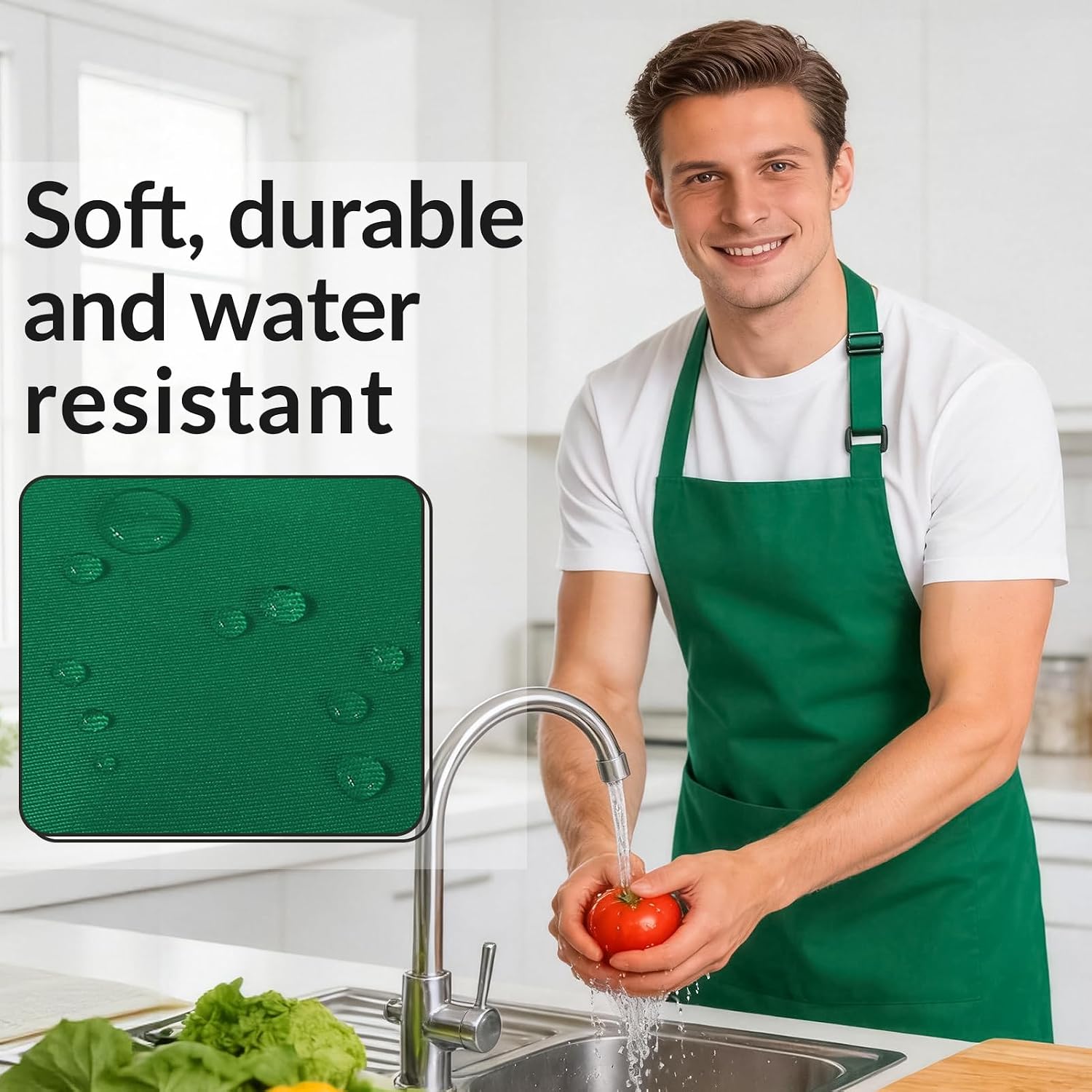 Large Chef Apron for Men and Women, Cooking Kitchen Aprons with 2 Large Pockets Water Oil Resistant