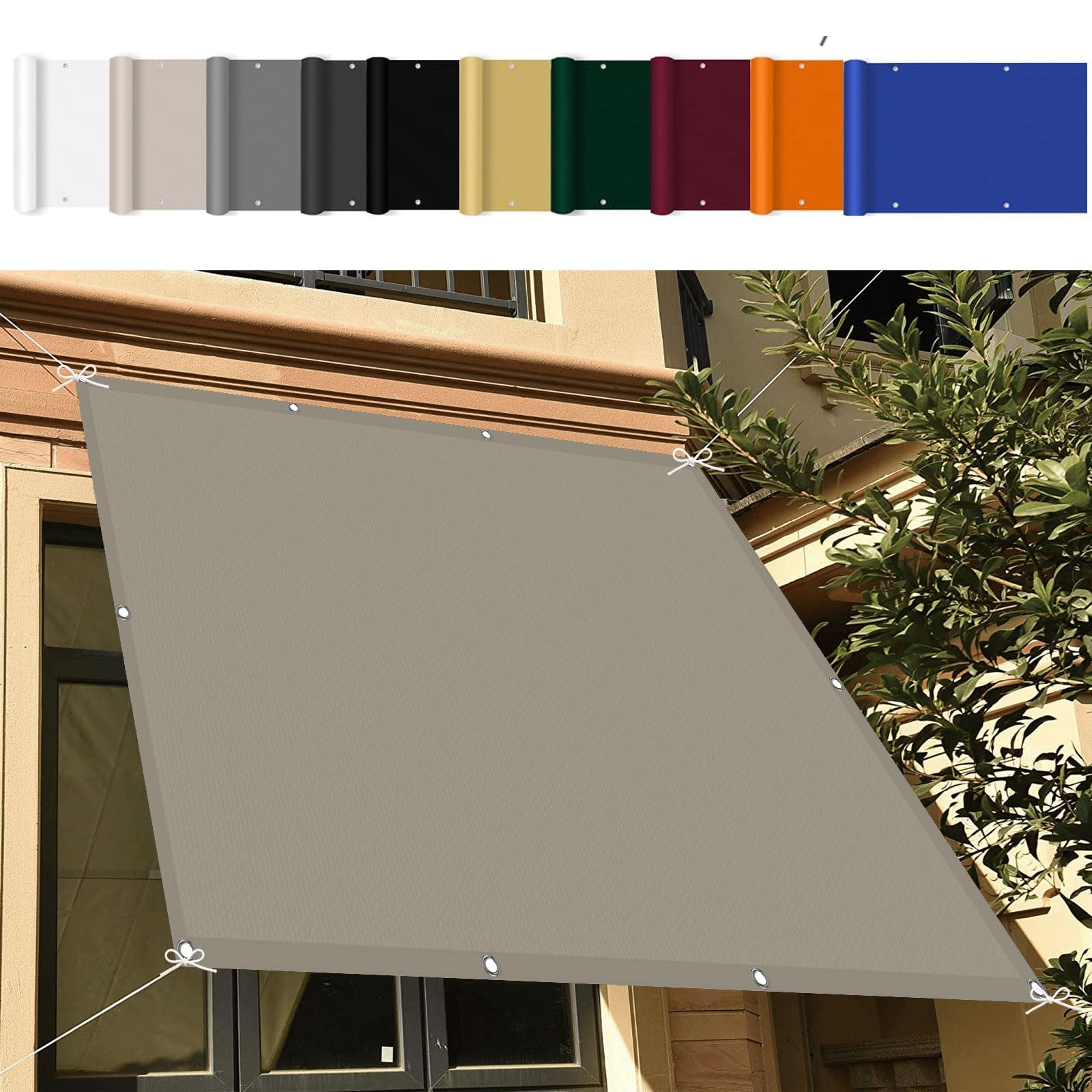 Toile d'ombrage rideaux occultant PES imperméable 1.6 x 2.8 m protection UV