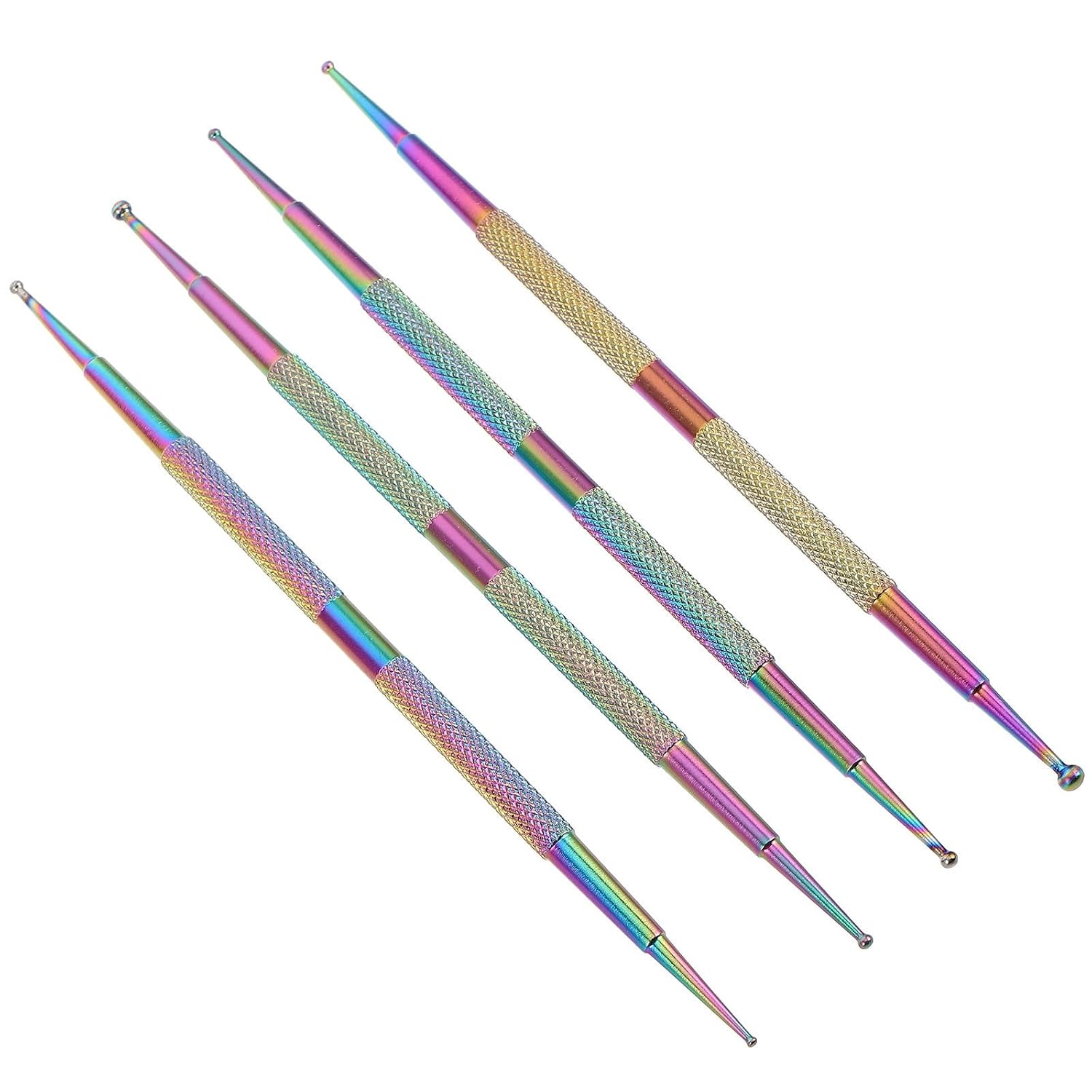 SUPVOX 4pcs Stainless Steel Dotting Pen Tool Set for Nail Art with Dual Ended Multiple Dotting Heads, Easy to Use Nail Dot Paint Manicure Kit for Fingernails and Toenails DIY Crafts