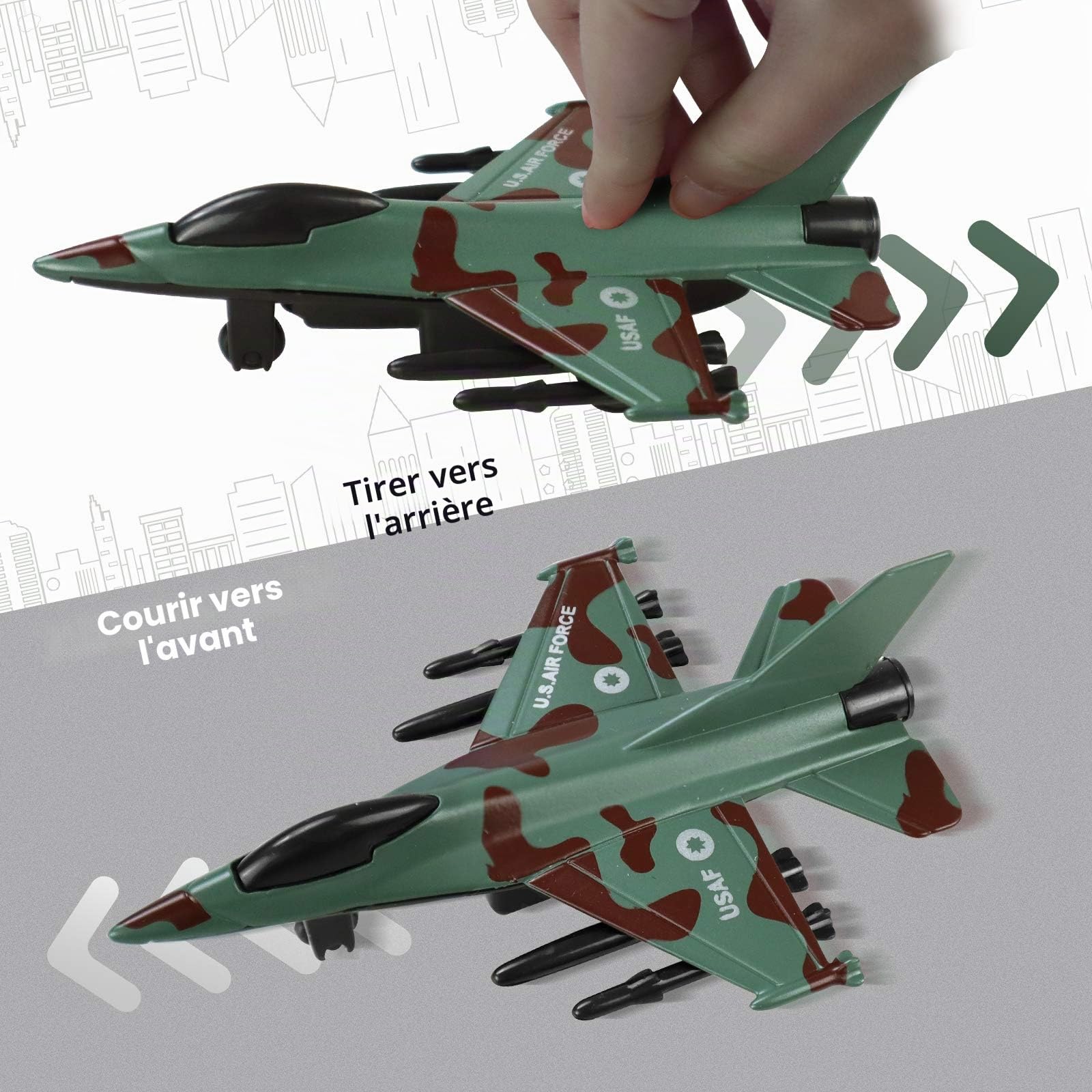 Perfeclan – Avion De Chasse 1/89 En Alliage – Son Et Lumière, 25x20x8,5 Cm – Jouet Interactif, Collection, Vert