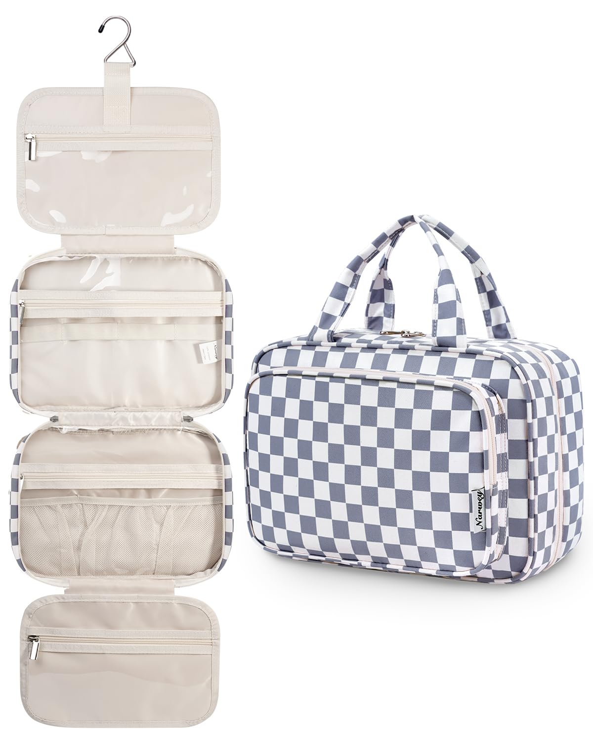 Narwey Bolsa de Aseo Bolsa de Maquillaje de Viaje Organizador de Cosmético Neceser Maquillaje para Mujeres y Niñas (Negro(Mediano)) — view 18