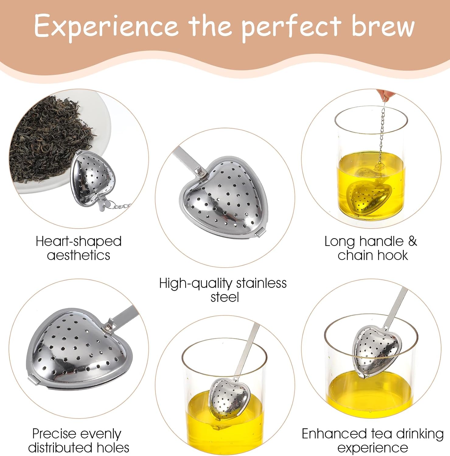 2 Pcs Tea Infuser Spoon, Heart Shaped Tea Spoon for Loose Tea Mesh Strainer