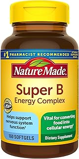 Sponsored Ad - Nature Made Super B Energy Complex, Dietary Supplement for Brain Cell Function Support, 160 Softgels, 160 D...