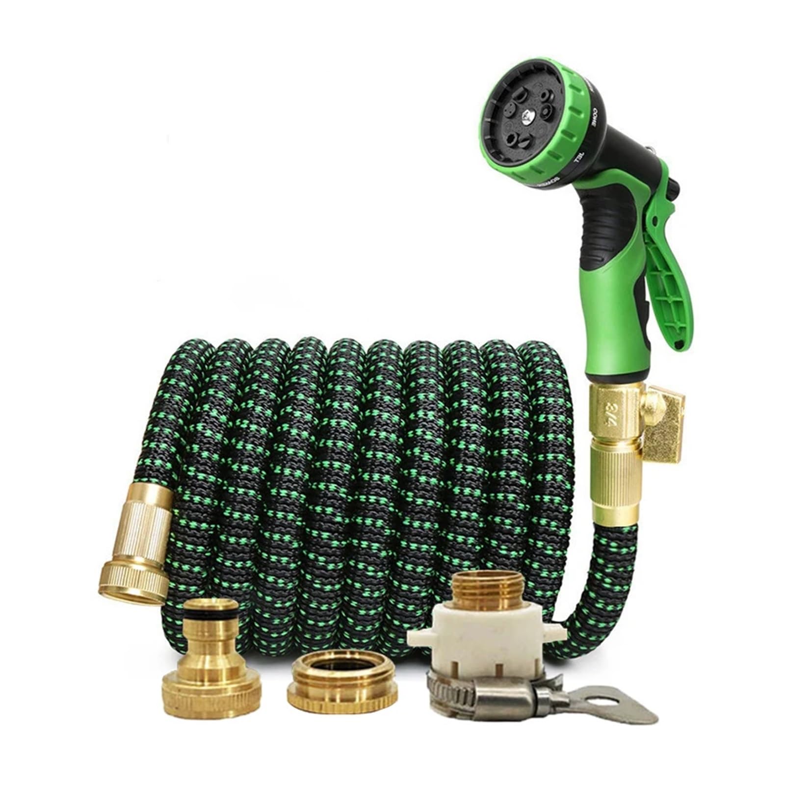 Manguera for agua de jardín, conector de Metal doble expandible, carrete de Pvc de alta presión, tuberías de agua mágicas for riego de granja y jardín, lavado de coches (Color : Black green, Size :