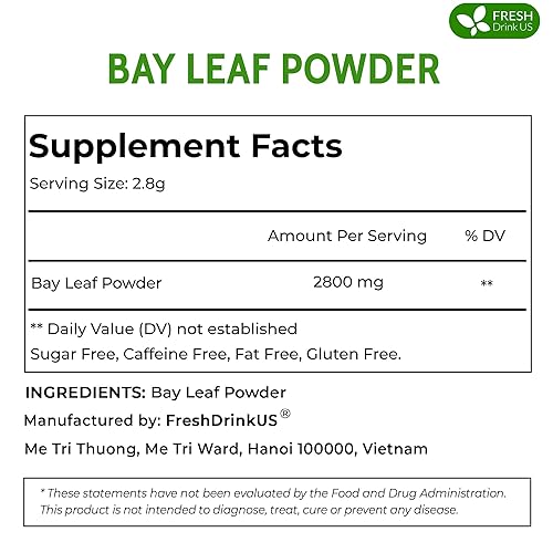 Miniatura 7 de FRESHDRINKUS, Polvo de hoja de laurel prémium de 4.5 onzas, hojas de laurel molidas sin procesar, secadas, 100% puro y natural, puro de hojas de