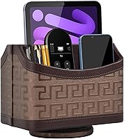 Vista 9 de Soporte de cuero para control remoto giratorio de 360 grados, organizador giratorio de escritorio para mandos a distancia de TV, bolígrafo