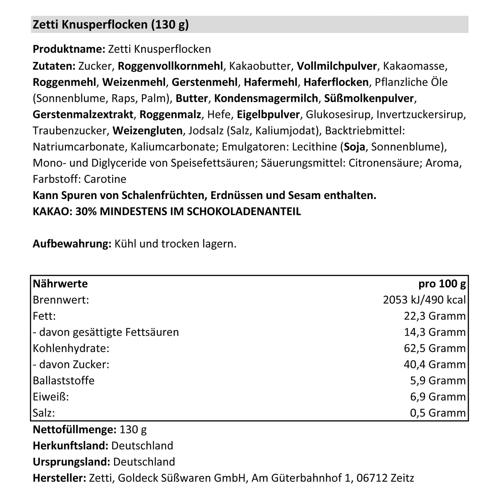 28er Pack Zetti Knusperflocken Vollmilch (28 x 130 g)