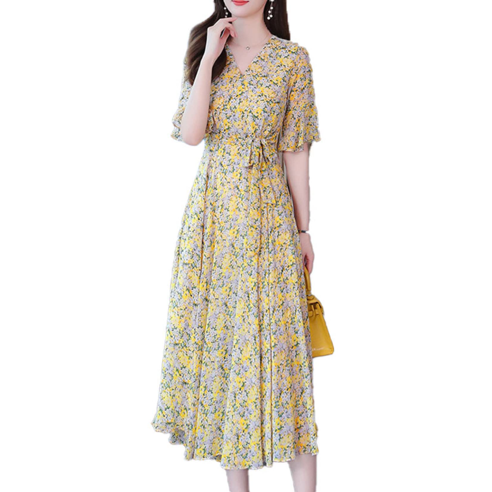 新品未使用　familiar イエロー花柄ワンピース ファッションショップAya☆イエロー・花柄・ワンピース