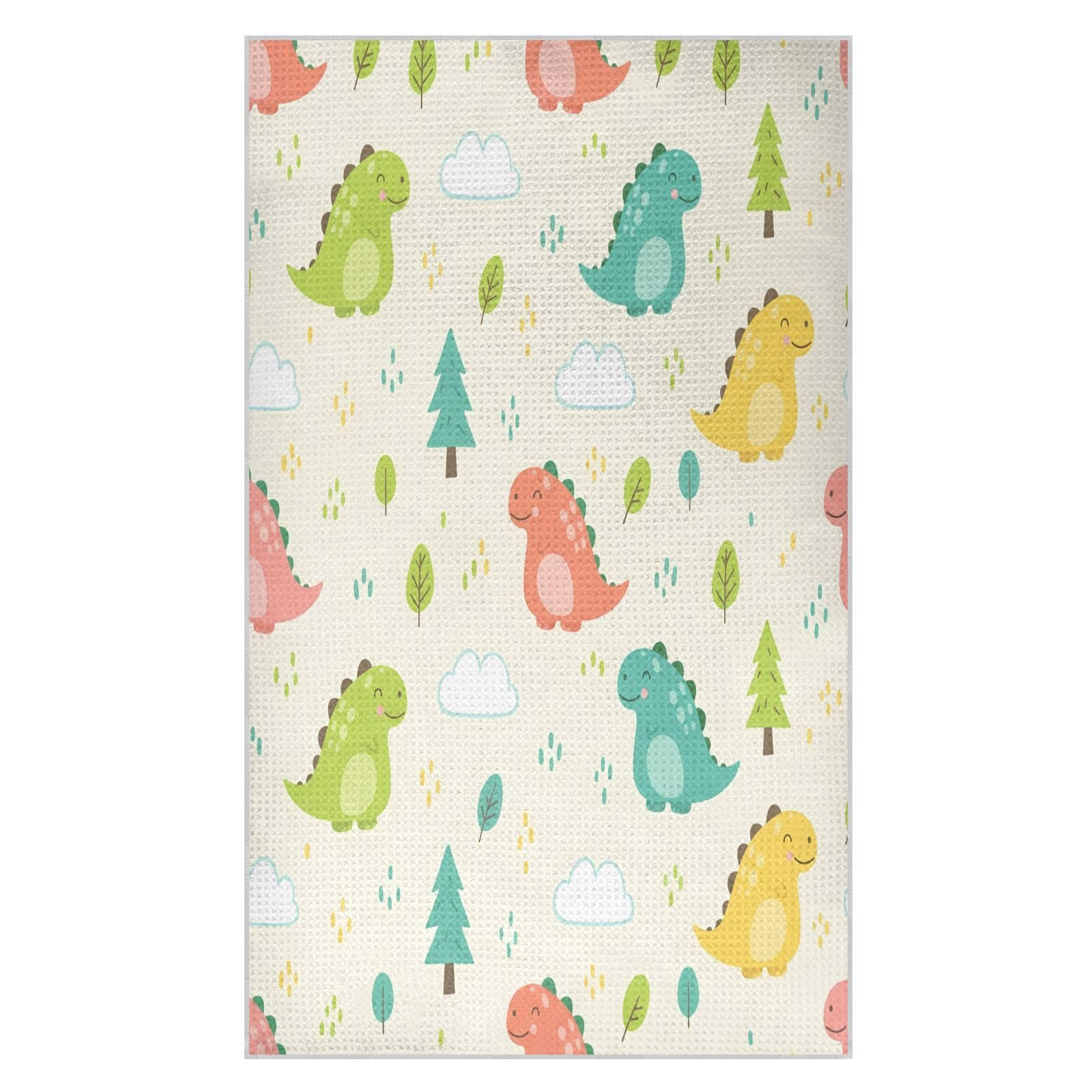 BURSTDDY Cartoon Dinosaurs Kitchen Towels,Absorbent Dish Towels 1 Pack
