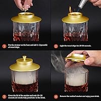 Vista 3 de AOKE - Kit de ahumador de whisky metálico dorado con chips de madera de 4 sabores para whisky y bourbon, kit de ahumador antiguo para mejorar