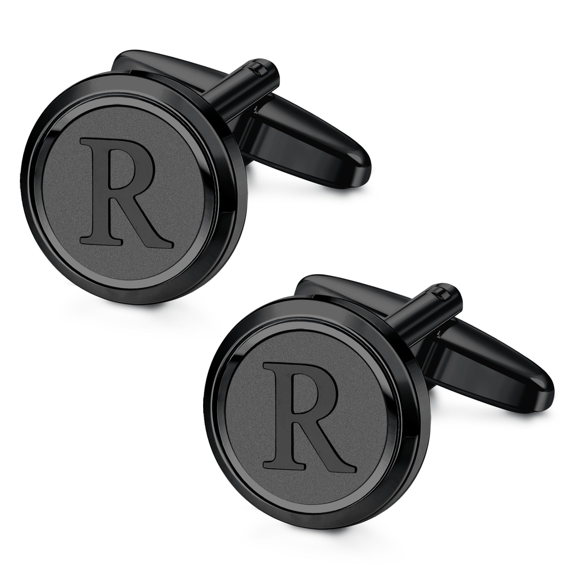 Morfetto Gemelos Negros Iniciales para Hombres Gemelos Negros Gemelos de Cobre Personalizados Gemelos de Letras Regalo para Novio Esposo Padre Novio