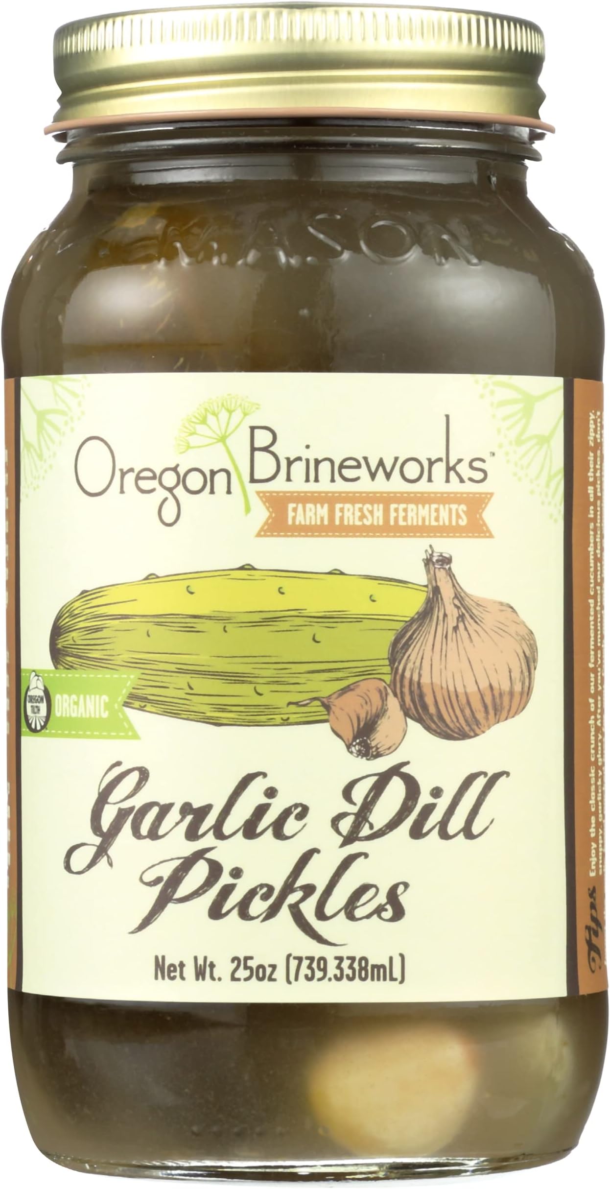 OREGON BRINEWORKS Organic Garlic Dill Pickle, 24 OZ