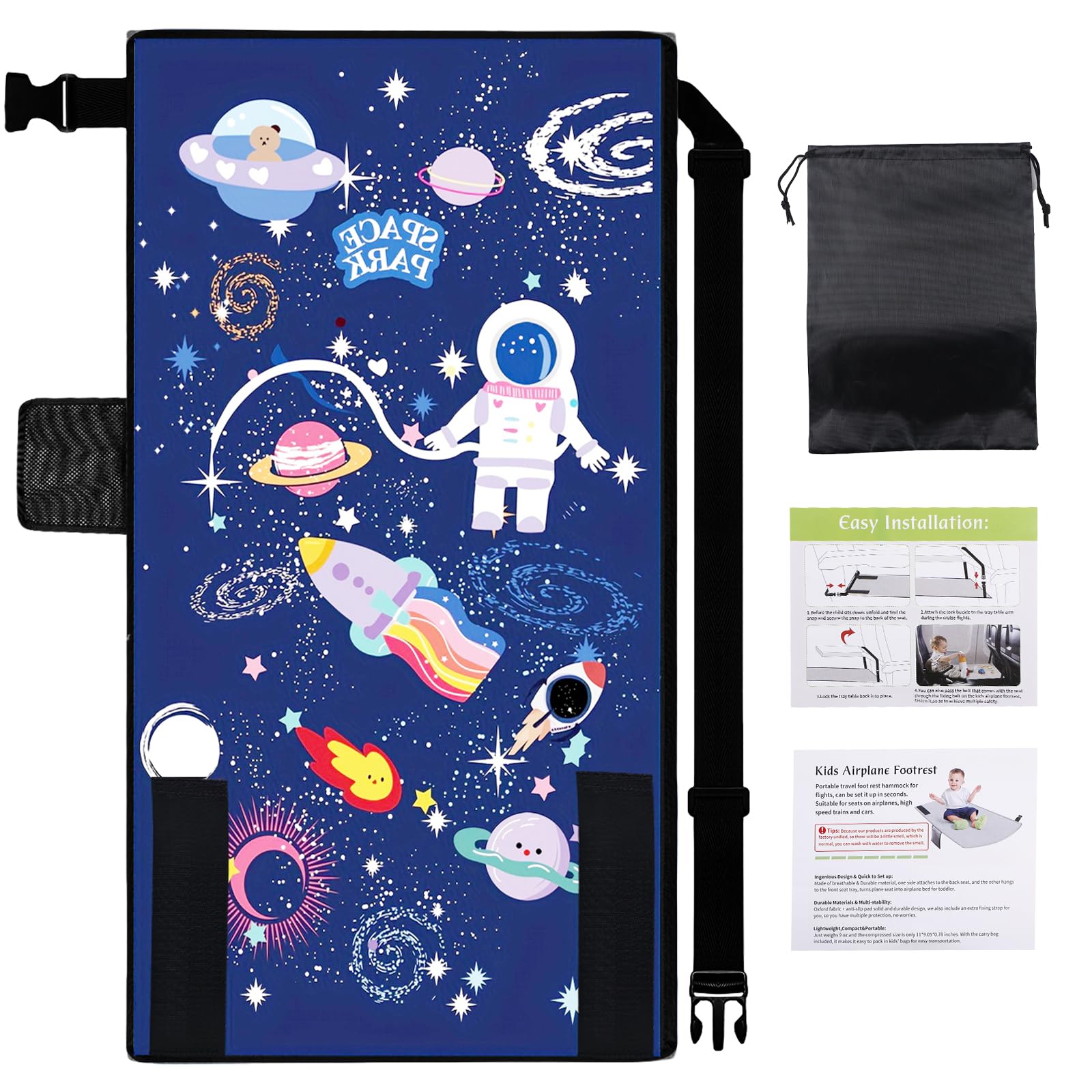 Estensione del sedile dell'aereo per bambini: 79 x 44 cm Poggiapiedi in aereo per bambini per viaggio, lettino da viaggio pieghevole e portatile per aereo, accessori da viaggio, cielo stellato